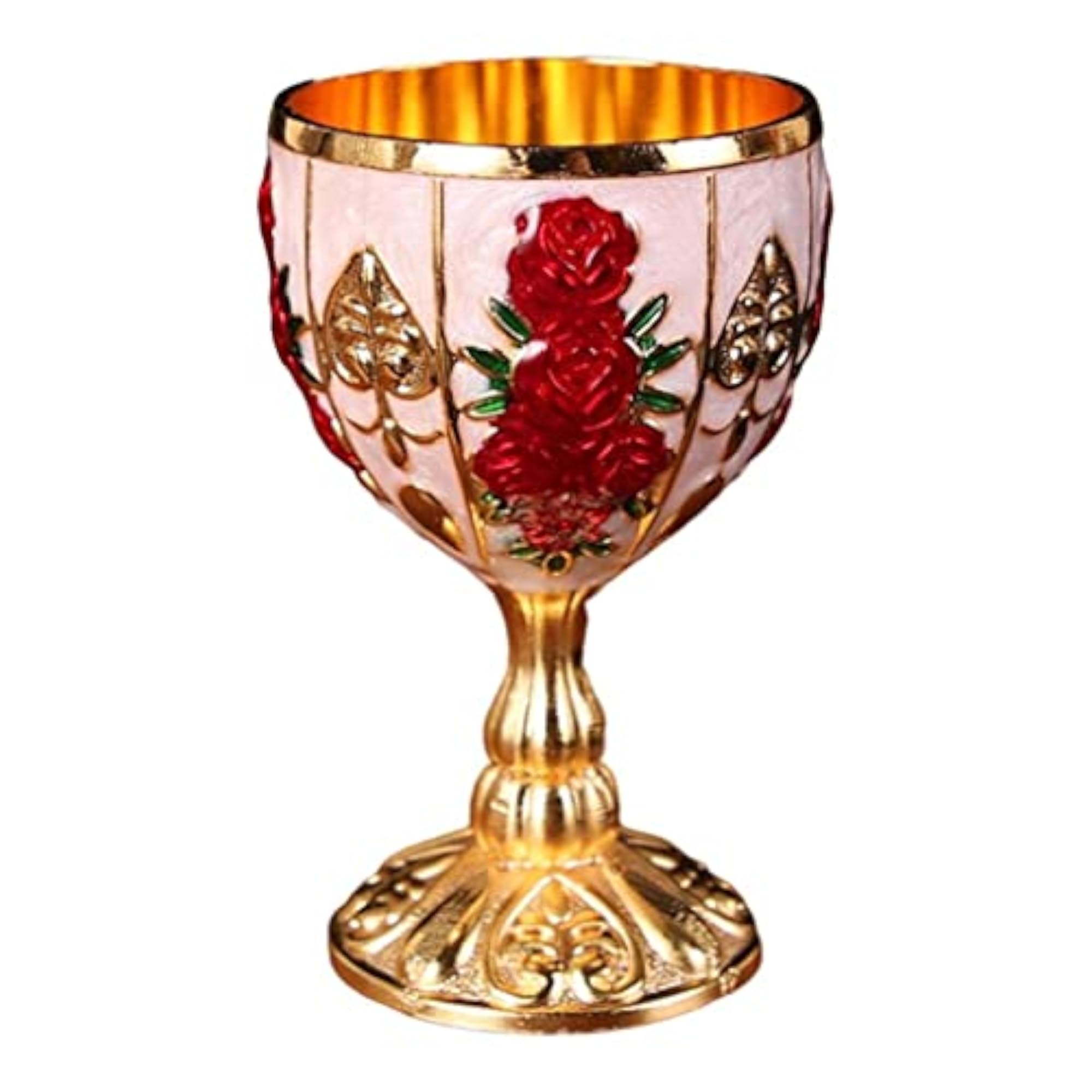 4x Elegant Wine Goblet Embossed Glass Drinkware Set