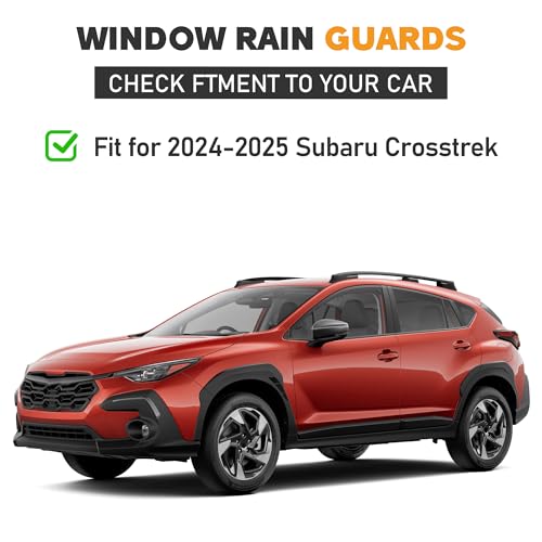 Image of Shatterproof Taped-On Window Deflectors for Subaru Crosstrek 2024 2025 2026 with Black Trim, Rain Guards, Window Visors for Cars, Vent Deflector, 4pcs