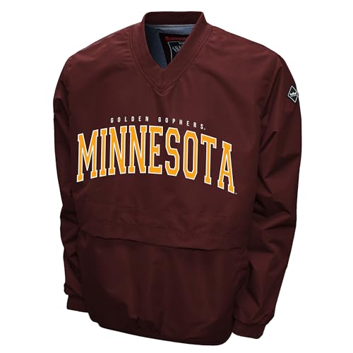 2Bhip NCAA Minnesota Golden Gophers Adult Lightweight V-Neck Windbreaker Wind Shirt Pullover Jacket For Men