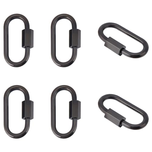 Unicraftale STAS-UN0050-89EB-US12 6Pcs 304 Stainless Steel Screw Carabiner Lock Charms Oval Keychain Clasps Black Keychain Clip Hook Quick Link cover