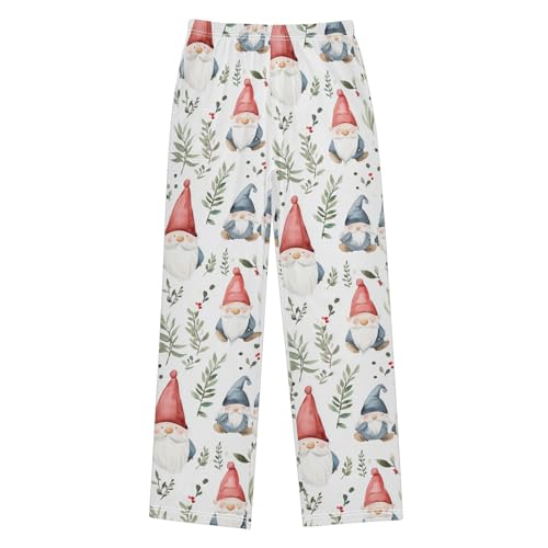 Boys' Pants Watercolor Christmas Gnome Leaves Long Bottoms Jogger Pants Elastic Waist Trousers with Pockets S-XL