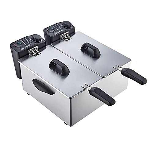Heihe Freidora eléctrica de 2,5 L/3,5 L/4 L/7 L/8 L, freidora de Acero Inoxidable, con Cesta y Tapa, para Cocina de Comida Familiar en la encimera de Restaurante Comercial