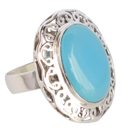 Bague calcédoine bleue argent 925 bague pierres précieuses 62