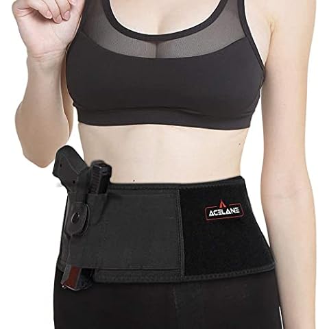 Acelane Belly Band Holster for Concealed Carry Abdominal Band Gun Holster Tactical Elastic Waist Pistols Adjustable Belly Wrap IWB OWB Mag Pouch Fits Firearm Handgun Revolvers for Men & Women Cover