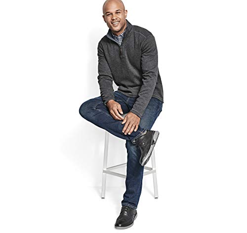 Johnston & Murphy Men's Reversible Solid Quarter-Zip Shirt, Medium,Charcoal/Blue4