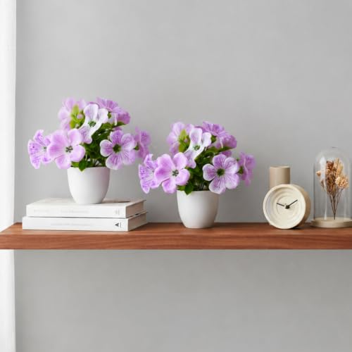 Image of fancymart Artificial Real Touch Flower Plant with Pot (Pack of 2), 16 cm Height, Decorative Faux Floral Plant for Home, Office, Living Room, Bedroom, Table & Shelf Decor
