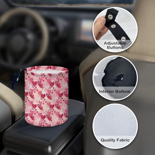 Image of Car Trash Can Collapsible Auto Waste Basket Container with Adjustable Strap Waterproof Auto Storage Box Travel Accessories, Orange Hippie