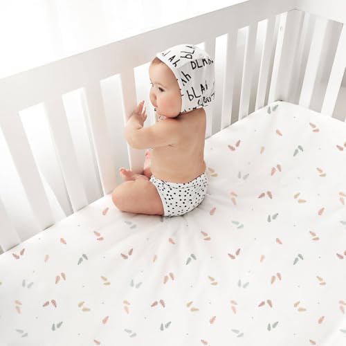 Image of Plushii 4PK Girls Crib Sheets, Microfiber Mattress Cover, Botanical Garden | Fits standard crib & toddler beds (52x28 inch). Soft, breathable cover with plane patterns for boys and girls.