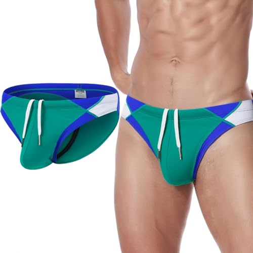 Mens Sexy Swim Briefs Bikini Swimwear Bulge Pouch Bathing Suits Low Rise Swimsuit with Drawstring