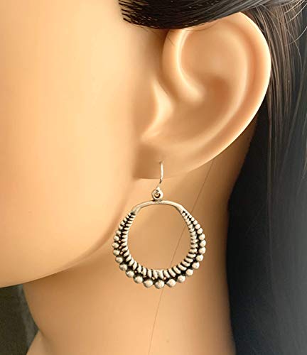 Detailed Swirl Hoop on Sterling Silver Earrings Boho Bohemian3