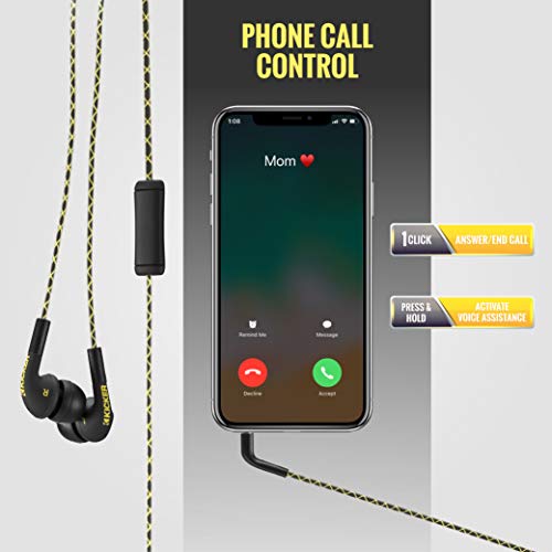 Kicker 46Eb74 Wired Earbuds | In-Ear Noise-Isolating Earphones Stereo Monitor Headphones Silicone Ear Tips 3 Sizes | In-Line Mic And Multi-Function Button | Legendary Audio Quality #TOP5