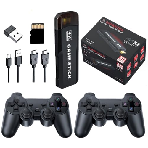 Console di giochi retrò da 128 GB con 38.000 giochi integrati, controller wireless, uscita HDMI per TV, game stick 4K ×2, regalo per bambini e adulti
