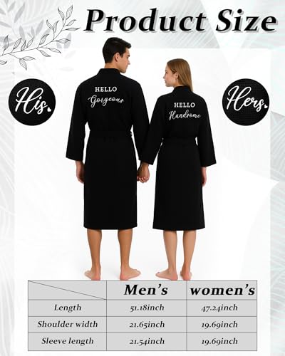 Image of Jecery 2 Pack His and Hers Robes Gifts for Couples Cotton Waffle Knit Matching Robes Party Anniversary Wedding Women Men