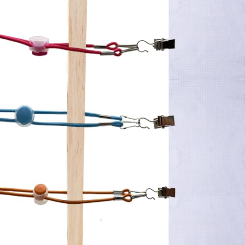 Image of TTBellok 24 Pcs Universal Fabric Holders, Adjustable Cross Stitch Fastening, Embroidery Side Clips for Scroll Rod Canvas