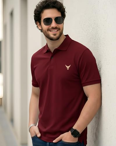 Image of AUSK Men's Half Sleeve Regular Tshirt Colorblock Polo Neck Black