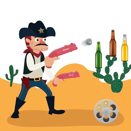 Beer Bottle Opener, DOPI Gun Bottle Opener, Creative Funny Launcher Shooter Beer Cap Bottle Opener Funny Shoots for Drinking Game Family Party Bar Outdoor Barbecue (2 Red)