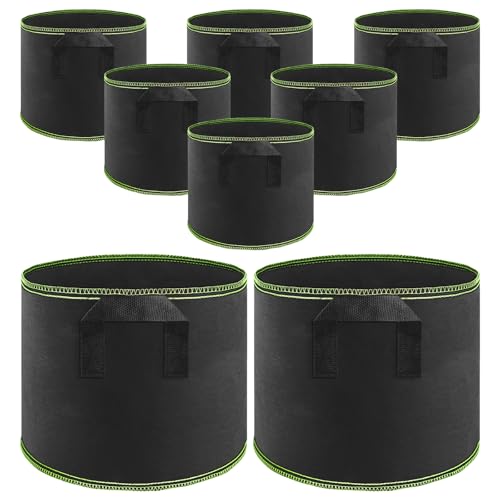 NGOSUET 8 Stück 40L Stofftopf, Pflanzsack aus Vliesstoff Stofftöpfe Grow Töpfe, Pflanzbeutel Schwarz Pflanztasche für Tomaten, Kräutern, Kartoffeln, Gemüse, Blumen, Pflanzen, Ø40x35 cm