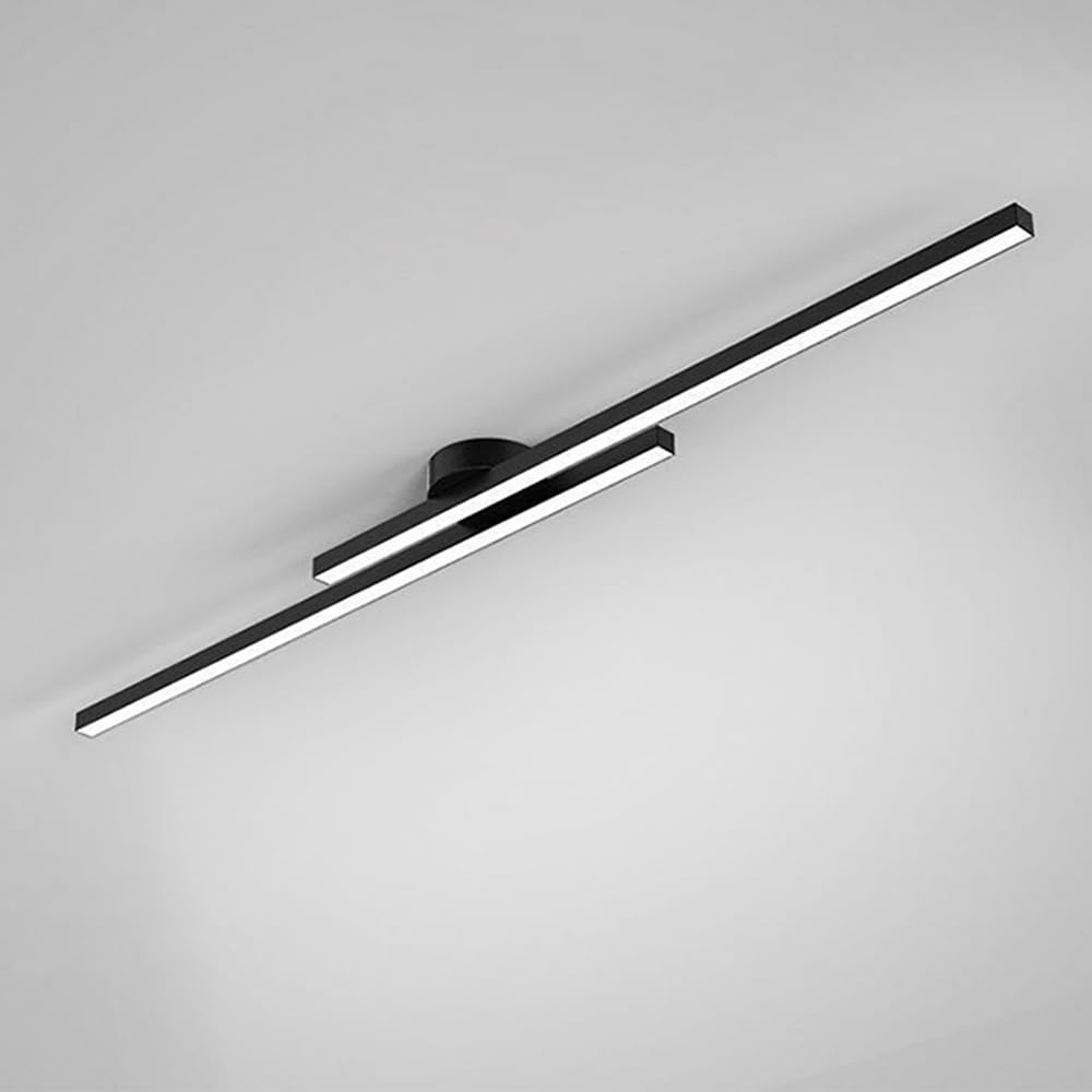 LYMSXAZOU Led Linear Ceiling Light Modern Flush Mount Lamp Hallway Lighting Fixture Minimalist Long Strip Chandelier Lights for Living Room Bedroom Corridor Kitchen/Black6000K/90Cm