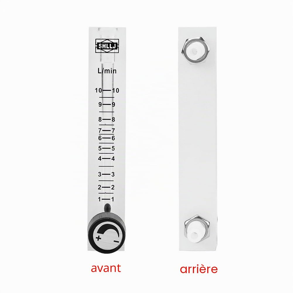 Débitmètre de gaz, débitmètre d'air 1-10LPM, avec vanne de régulation pour oxygène/air/gaz, pour la détection du débit d'oxygène ou d'autres gaz, écoulement de contrôle d'oxygène