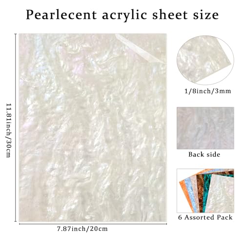 Image of Pearl Glitter Cast Acrylic Sheet 1 /8 for Laser Cutting 12x8 Inch Sparkly Water Stream Pattern Colored Acrylic Sheets for Laser Engraving,Crafts,DIY Projects (6, Assorted, 12x8 Inch)