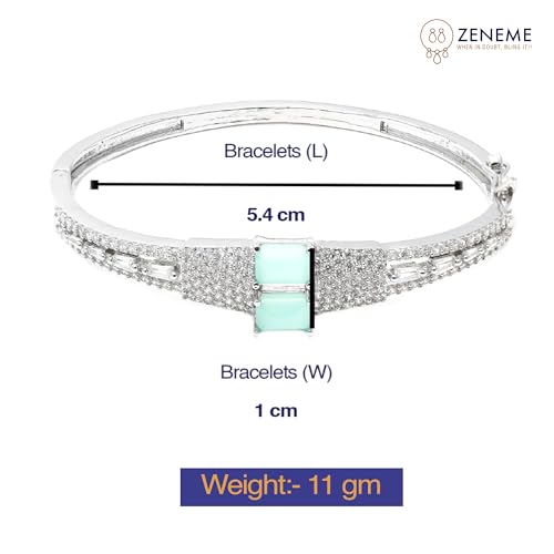 Rhodium-Plated Square American Diamond Kada Bracelet