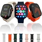 Kit Relógio Smartwatch 7 Pulseiras De Silicone e Aço, Tela Full Touch 2.02" e Resistente à Água, Multifuncional Com Assistente Virtual e Bateria De Longa Duração