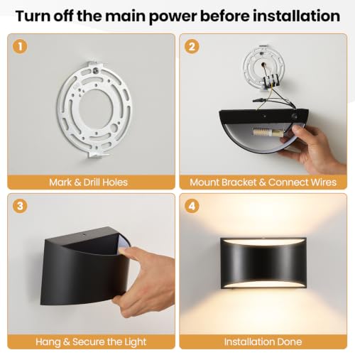 Image of Modern Wall Sconces Hardwired, with on /off Switch, Black Wall Light Fixture
