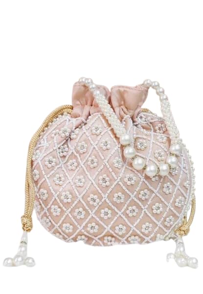 Potli | Polysilk Handbags for women | Embroidered Women Potli Bag | Traditional Indian Potli Bags | Drawstring Bags for Wedding