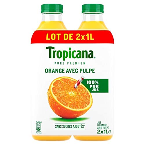 Tropicana Zumo de naranja con pulpa – 2 botellas de 1 litro