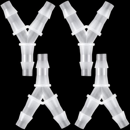 PAGOW 4 Pcs Hose Barb Fitting, 1/4' Plastic Hose Barb Tee 3 Way Y Shape Barbed Fitting for Air Line Tubing...