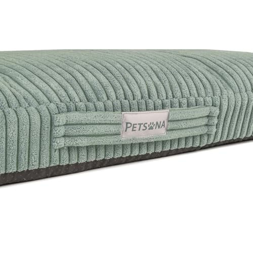 Petsona Hundebett Hundekissen Rippenstrickstoff rutschfeste Unterseite Weichschaum, Grün,L