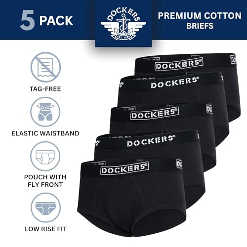 DOCKERS Mens Underwear Pack of 5 Mens Briefs Underwear for Men Soft Cotton Black - image 4