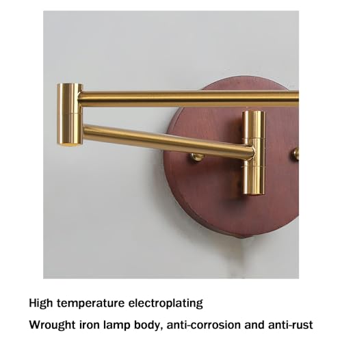 Aplique de pared E27 vintage color crema con cable de 1.5m e interruptor rotación ajustable C 3