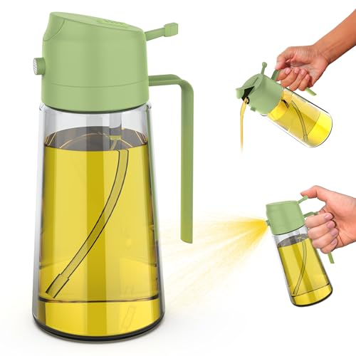 DIYGrnd 16oz 2-in-1 Oil Dispenser and Sprayer Set of 2 – Olive Oil Dispenser Bottle for Kitchen, Cooking, and Grilling – Oil Spray and Pour Bottle, Ideal Olive Oil Spray Bottle for Kitchen Gadgets