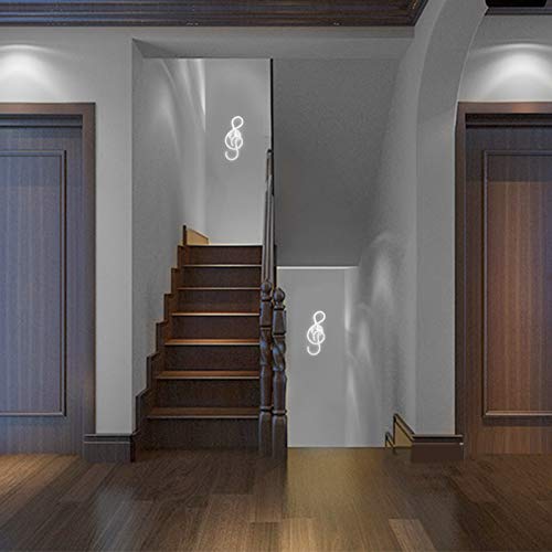 Image of Kawell 22W Indoor LED Wall Light Modern LED Wall Sconce Light Creative Wall Lamp LED Music Symbol Art Decoration for Bedroom Living Room Cafe Lounge Stairs Corridor, White 6000K