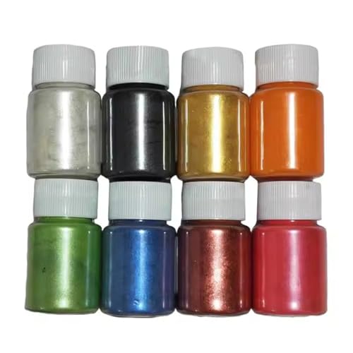 8 botellas de polvo centelleado nacarado para colofonia, arte, barro, no mortal, sombra moscovita artesanal, polvo de suciedad centelleada para fabricación de barro