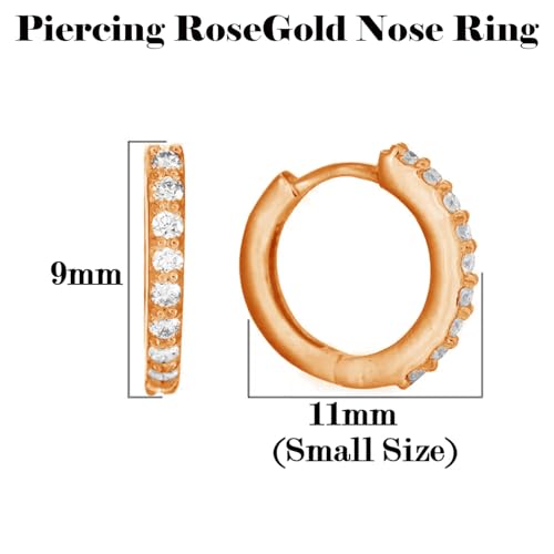 Image of VAMA FASHIONS Silver Gold Rosegold Crystal Stone Piercing Ring Nose Pin Pierced Hole Type Nosepin for Women & Girls