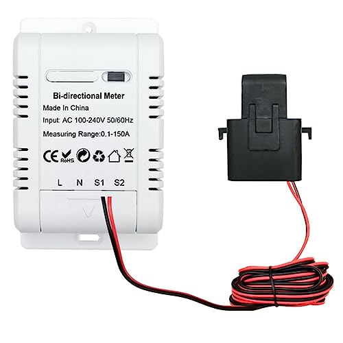 Iyalezirk 1 pieza Tuya Smart ZigBee Medidor de Energía 150A Pinza Sensor de Corriente Solar PV Importación Exportación KWh Monitor 240VAC