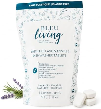 Bleu Lavande Plastic-Free Dishwasher Tablets, Lavender Rosemary, 32 Count image 4
