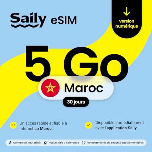 eSIM Maroc 5 Go internet de voyage Saily pour 30 jours de roadtrip
