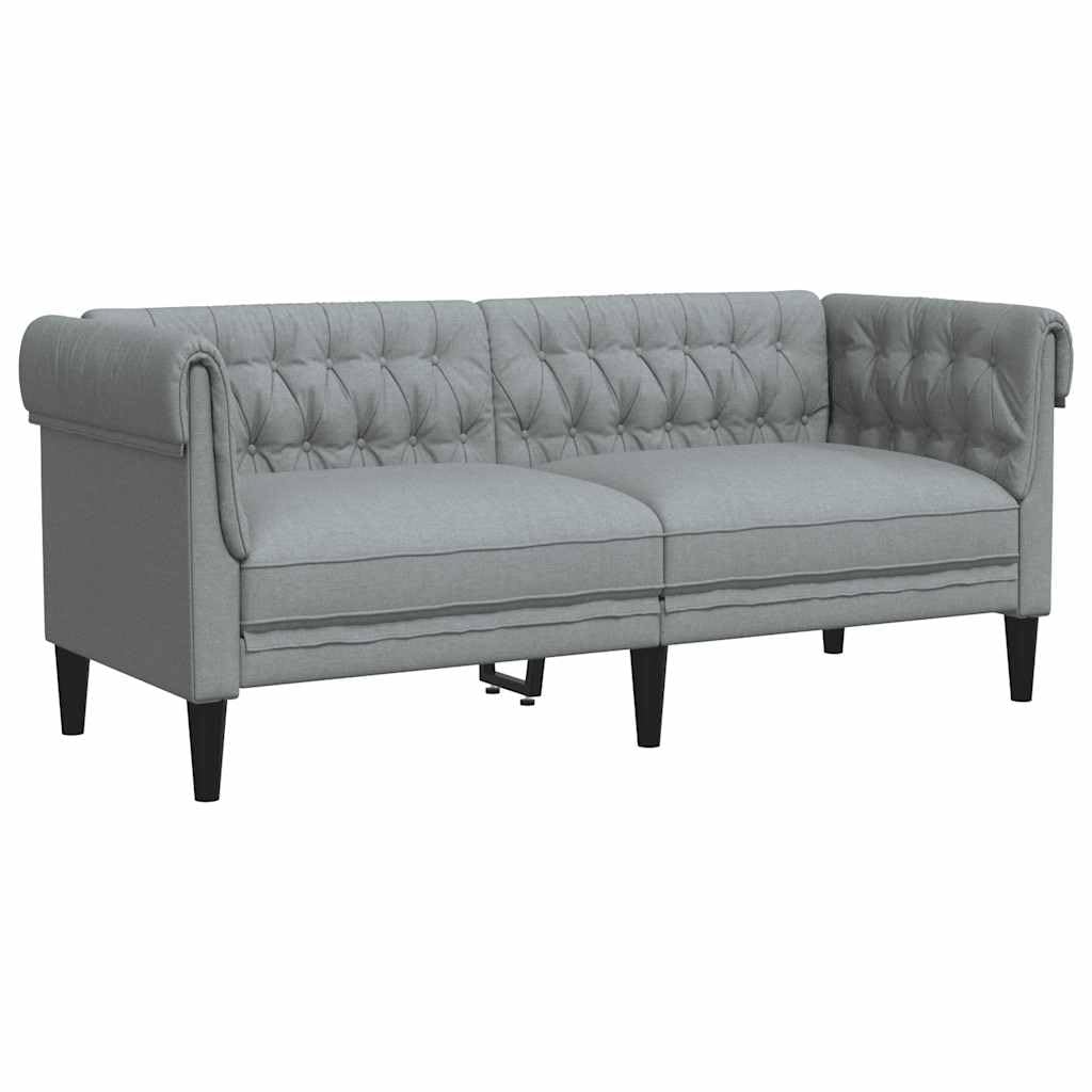 Canapé 2 Places, Causeuse de Salon Fauteuil Sofa 2 Places Chesterfield Gris Clair Tissu 182,5 x 74,5 x 74,5 cm