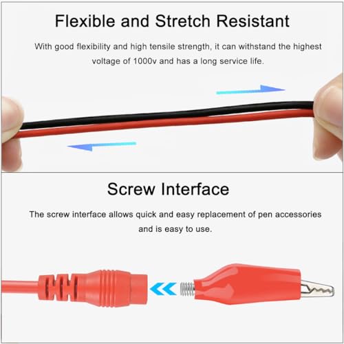 Image of Multimeter Leads, Premium 16-in-1 Multimeter Leads Kit, 10 Pcs Alligator Clips with Wires for Power Testing Needle for Electronics, Banana Plug, Circuit Connection, Experiment