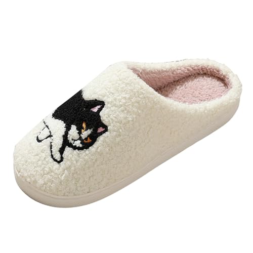 Slippers For Women Cute Holiday Slipper Indoor Bedroom Fluffy Warm Fleece Couple Slides Winter Soft Cozy Home Non Slip Soft Plush Slip-on Wool Lined House Shoes3