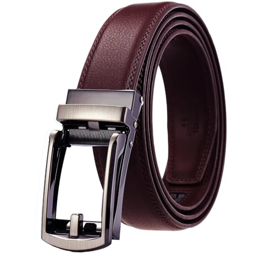 Metal Automatic Buckle Belt Men Handcrafted Solid Casual Belts Box Packaging Silver Buckle Brown 140cm