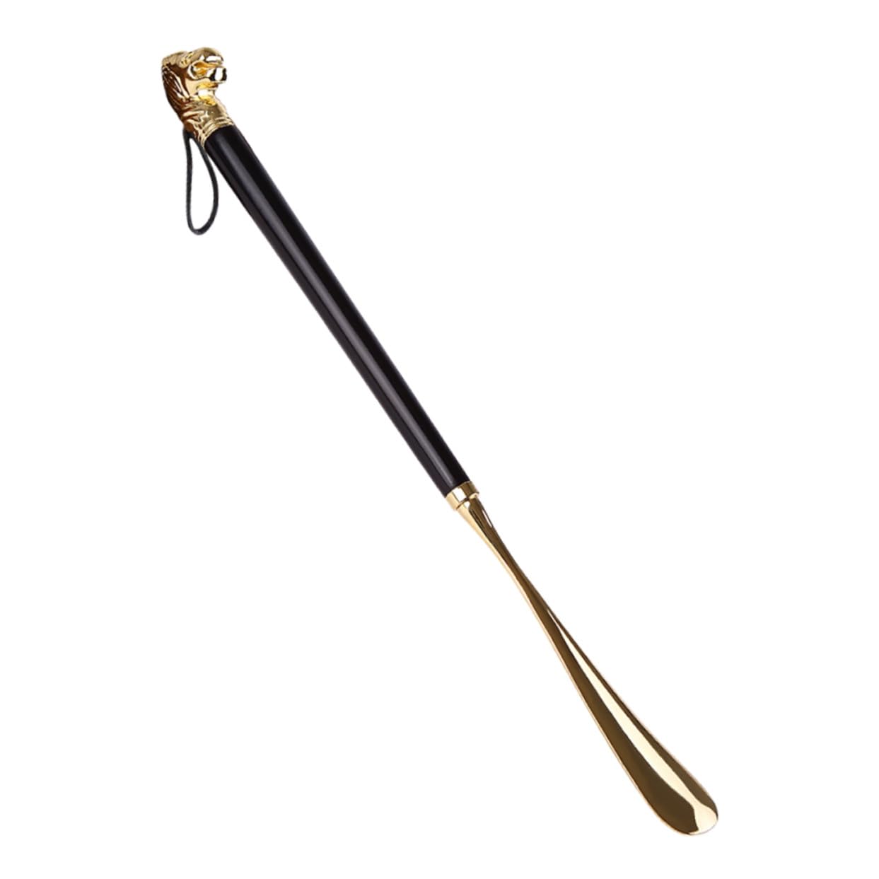 Abaodam Calzascarpe in Metallo Nero 49cm Testa di Leone in Ottone
