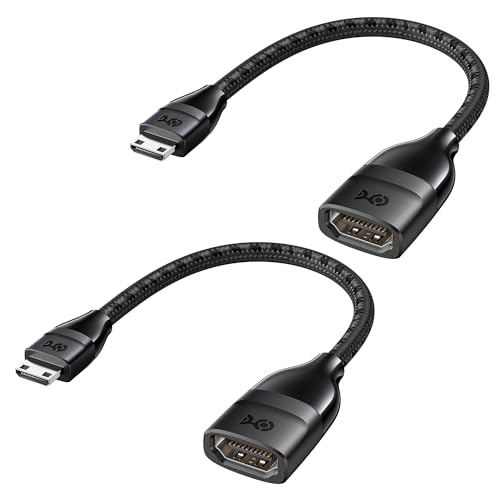 Cable Matters 2本セットMiniHDMI - HDMI変換アダプタ - 14cm、8K / 4K 120Hz 2本セット HDR 14cm ミニHDMIオス-メス、Raspberry Pi Zero対応、ブラック