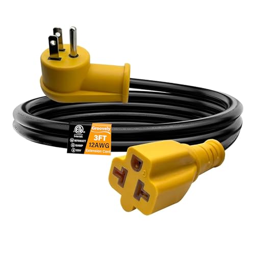 AMAKE Heavy Duty 3Ft 15A 90° Extension Cord [4-in-1],12AWG 15 Amp Household Plug to 20 Amp T-Type Cable,Nema 5-15P to 5-20R,5-15P to 6-15R/20R,125V 15-am to 20-a ACPower Extension Cord