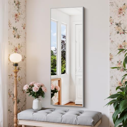 Image of COFENY Silver Bathroom Mirror for Wall, 16x48 Inch Rectangle Mirror with Metal Frame, Modern Vanity Mirrors for Bathroom Living Room, Entryway Hangs Horizontal or Vertical