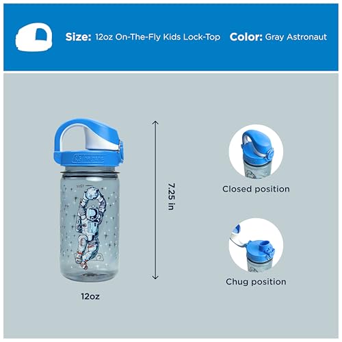 Image of Nalgene Kids' 12 oz On The Fly Lock-Top Water Bottle, Gray Astronaut