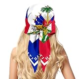 pmbvcgsy Fashion Head Scarf for Women Haitian Flag Pattern Silk Scarf Large Square Sleeping Wrap Satin Neck Bandana for Gift 27.5 x 27.5 inches